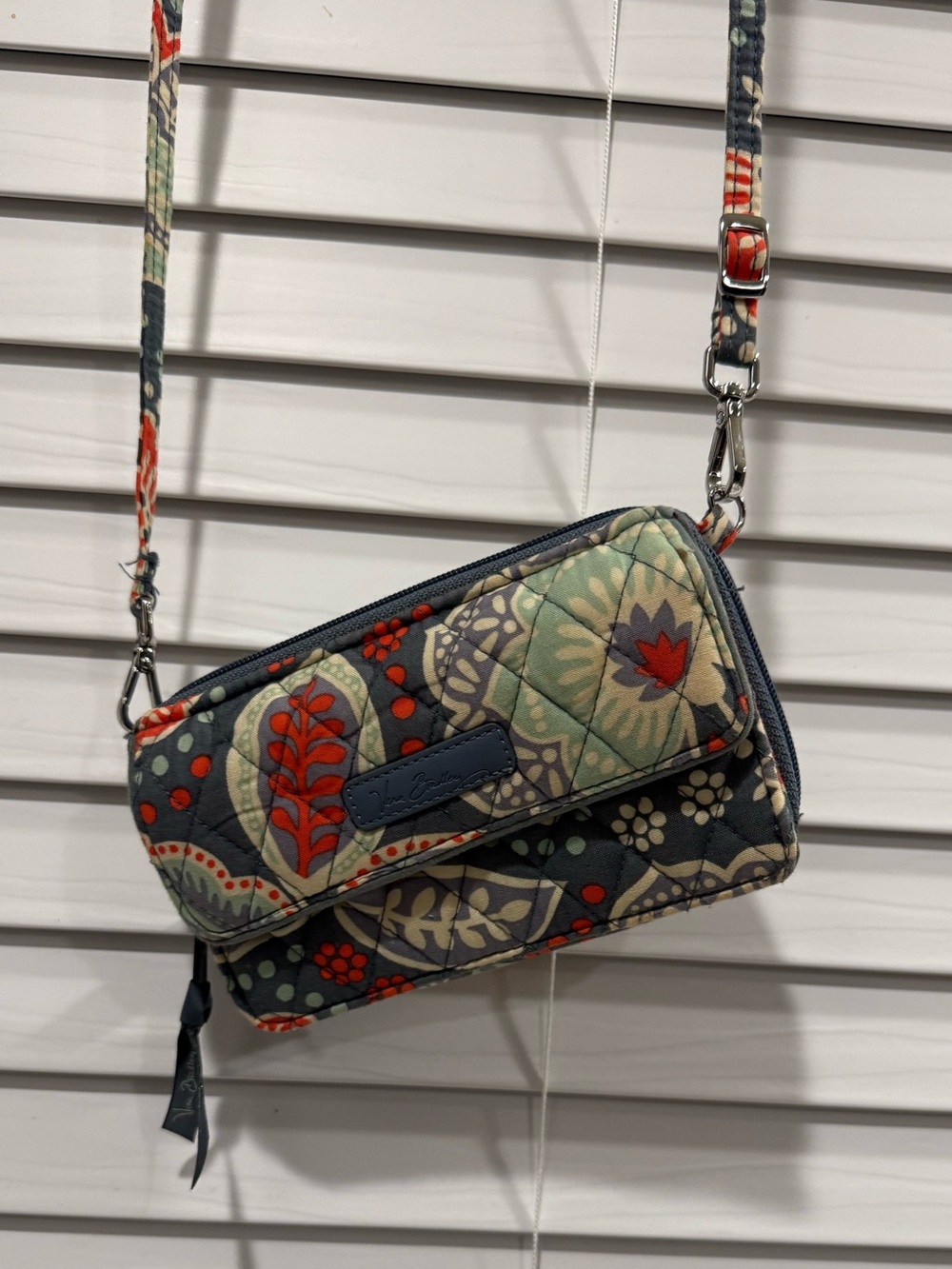 Vera Bradley Gray Floral Quilted Crossbody Wristlet